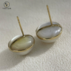 Votum Au750 12-13mm Freshwater Natural Mabe Pearl Earrings with 18K Gold for Women Custom White Pearls Big Earring Fine Jewelry