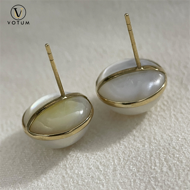 Votum Au750 12-13mm Freshwater Natural Mabe Pearl Earrings with 18K Gold for Women Custom White Pearls Big Earring Fine Jewelry