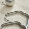 Votum 10.5mm Cultured White Pearls Hoop Drop Earrings with 18K Gold Real Diamonds Seawater Pearl Jewelry Custom Luxury Jewellery