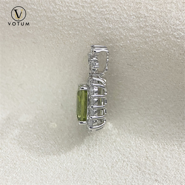 Votum 18K White Gold Real Diamonds Peridot Pendant Charm for Necklace Women Au750 Luxury Gemstone Pendants Custom Fine Jewelry