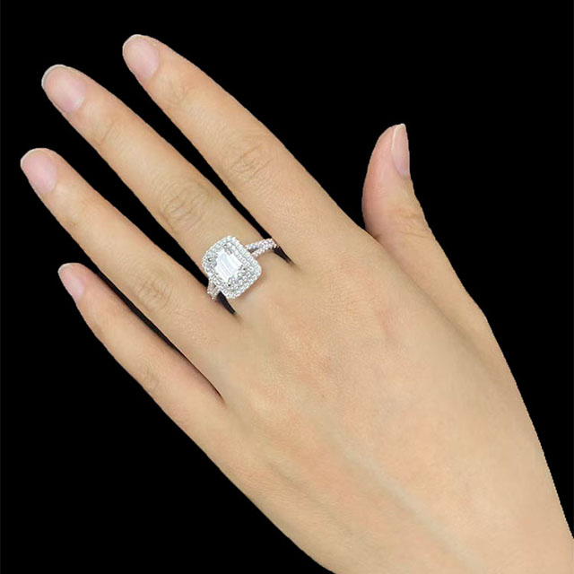 3ct Emerald Lab Grown Diamond Wedding Engagement Ring