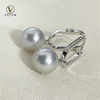 Votum 10.5mm Cultured White Pearls Hoop Drop Earrings with 18K Gold Real Diamonds Seawater Pearl Jewelry Custom Luxury Jewellery
