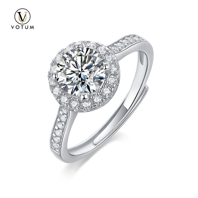Votum Fashion Wholesale Vvs 1carat Gra Sparking Diamonds Ring with 925 Silver 18K Gold Plated Wedding Engagement Jewellery Jewelry Accessories