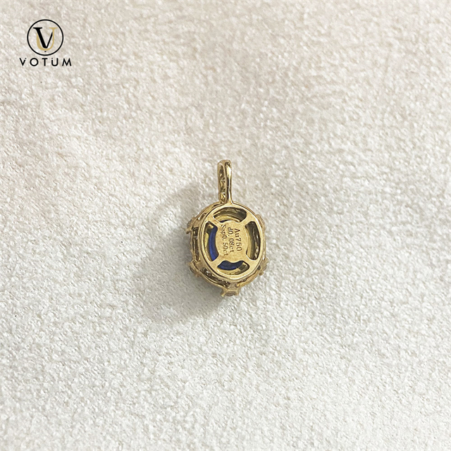 Votum Au750 Real Cornflower Sapphire Stone Diamonds Pendant Charm for Necklace 18K Gold Luxury Blue Gemstone Custom Fine Jewery