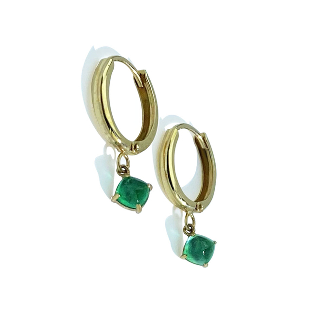 Au750 Emerald Hoops Earring