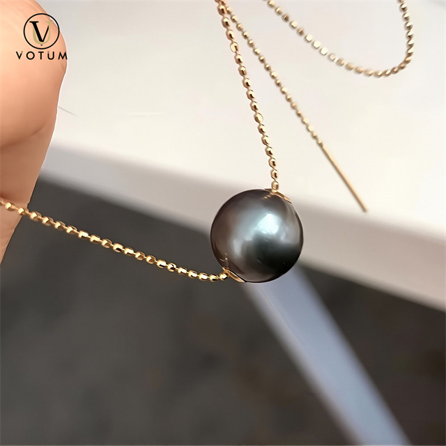 Votum Tahitian Black Pearl Pendant Charm Beads 18K Real Gold Cultured Pearls Custom Fine Jewelry Unisex Elegant Gift Unisex