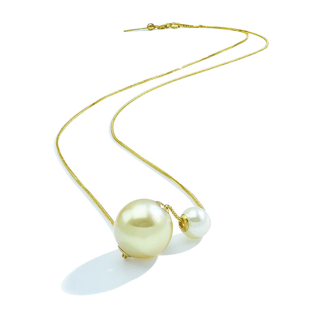 18K Gold Cultured Golden & Akoya Pearl Pendant