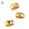 Votum Factory Wholesale 925 Sterling Silver Heart Shape Ring with Natural Crystal Stone Semi Gemstone 18K Gold Plated Custom Fine Jewelry Jewellery Accessories