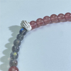 Votum Grey Moonstone Strawberry Quartz Stone Beaded Bracelet with 925 Sterling Silver Hamsa Charm