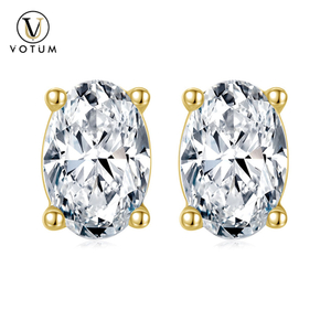 Votum Wholesale Fashion Sparking Oval Lab Grown Diamonds Stud Earrings with 9K Solid Gold Men′s Hiphop Custom Fine Jewelry Jewellery Accessories