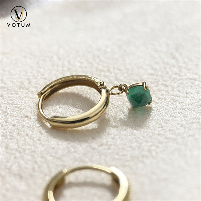 Votum Original Au750 Emerald Earrings Hoops Women Drop Dangle Earring Real 18K Gold Gemstone Custom Gift Luxury Fine Jewelry