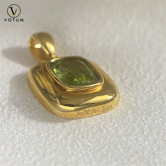 Votum 18K Real Gold Peridot Pendant Charm for Necklace Luxury Au750 Gemstone Necklaces Women Anniversary Custom Fine Jewelry