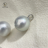 Votum 10.5mm Cultured White Pearls Hoop Drop Earrings with 18K Gold Real Diamonds Seawater Pearl Jewelry Custom Luxury Jewellery