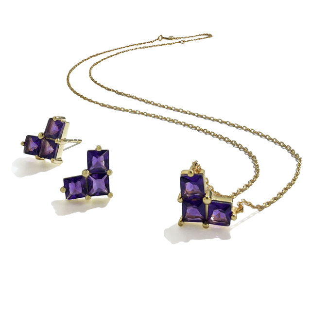 VOTUM Origin Amethyst Necklace Earring Stud Jewelry Set