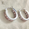 VOTUM Natural Straberry Quartz Stone Hoop Earring