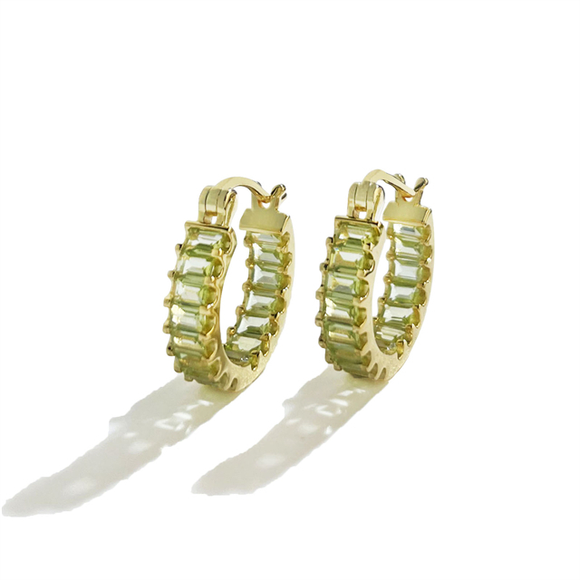 VOTUM Peridot Stone Tennis Hoop Earrings