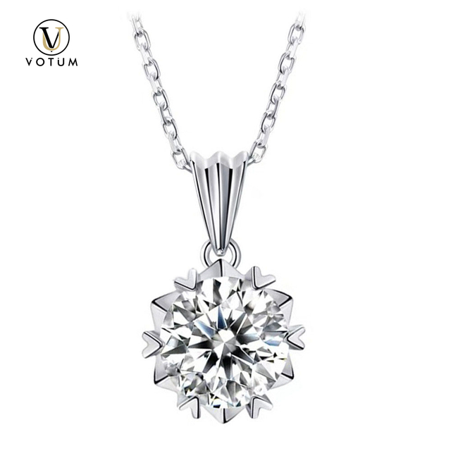 Votum Factory OEM Wholesale Round Moissanite Sparking Diamonds Fashion 18K Gold Plated Chain Pendant Necklace with 925 Silver Fine Jewelry Accessories